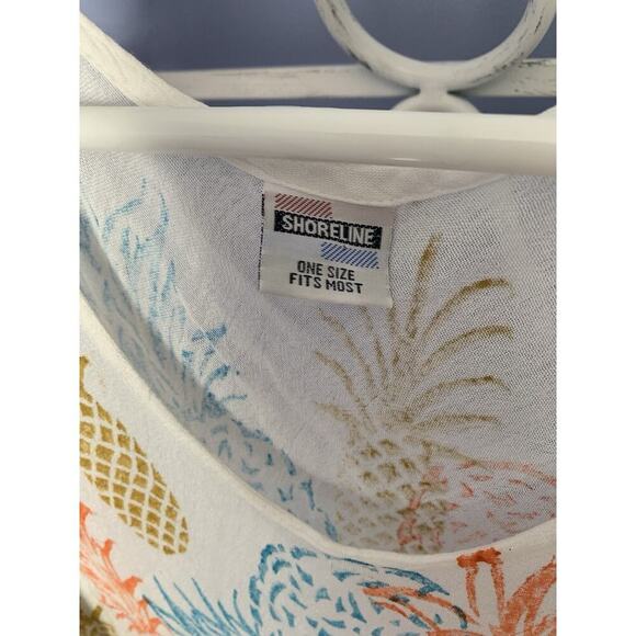 Shoreline Pineapple Beachy Spring Summer Dress One Size Rayon - Picture 2 of 4